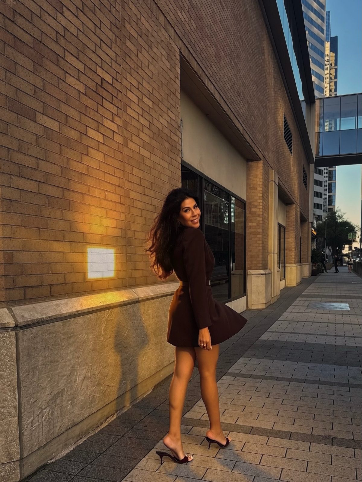 A Chocolate Brown Fit-and-Flare Mini Dress for Golden-Hour Plans